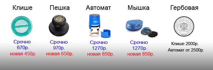 Стоимость изготовления печатей и штампов в СПб